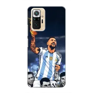Чехлы для Xiaomi Redmi Note 10 Pro (Leo чемпион) (AlphaPrint) (Месси с кубком)
