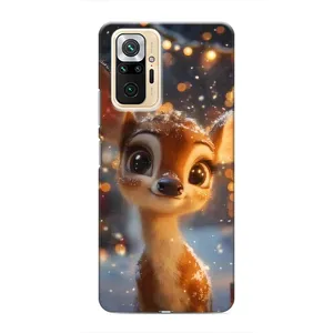 Яркий чехол для Xiaomi Redmi Note 10 Pro с Зимними Оленятами (Олененок среди гирлянд)