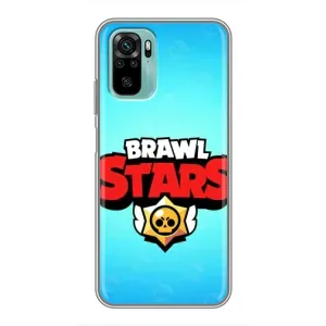 Чехлы Brawl Stars для Xiaomi Redmi Note 10 (AlphaPrint) (Лого Бравл Старс)
