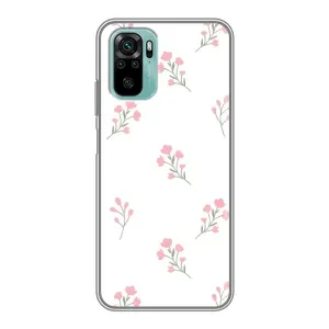 Чехол с розовым рисунком для Xiaomi Redmi Note 10 (Розовые цветы)