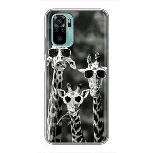 Силіконовий чохол з КАРТИНКАМИ літо для Xiaomi Redmi Note 10 (AlphaPrint) (Жирафи в окулярах)
