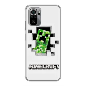 Чехол Майнкрафт на Xiaomi Redmi Note 10S (AlphaPrint) Minecraft (крипер Майнкрафт)