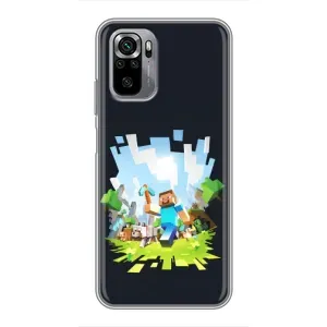 Чехол Майнкрафт на Xiaomi Redmi Note 10S (AlphaPrint) Minecraft (персонажи Minecraft)