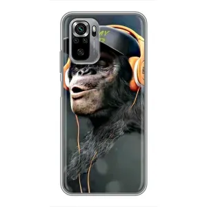 Чохол з Мавпами Xiaomi Redmi Note 10S - (AlphaPrint) (В навушниках)
