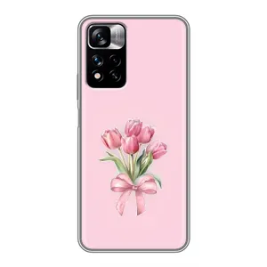 Чехол с розовым рисунком для Xiaomi Redmi Note 11 Pro Plus (Букет цветов)