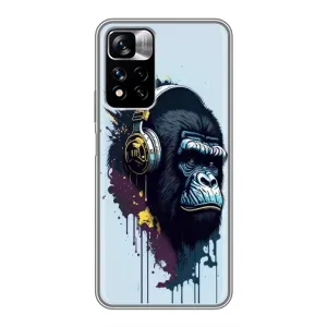 Чохол з Мавпами Xiaomi Redmi Note 11 Pro Plus - (AlphaPrint) (Горила в навушниках)