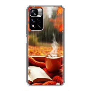 Чехол с уникальным дизайном «Осень с кофе» для Xiaomi Redmi Note 11 Pro Plus (Кофе и дождь)