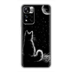 Чохол з принтом для Xiaomi Redmi Note 11 Pro Plus (AlphaPrint) Модні коти (Котик і місяць)