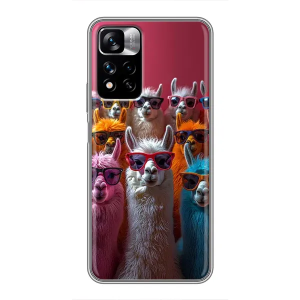 Чехол с принтом «Ламы в очках» для Xiaomi Redmi Note 11 Pro Plus