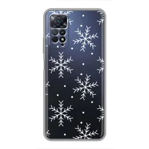 Зимні Чохли для Xiaomi Redmi Note 11 Pro - прозорий фон (Білі сніжинки)
