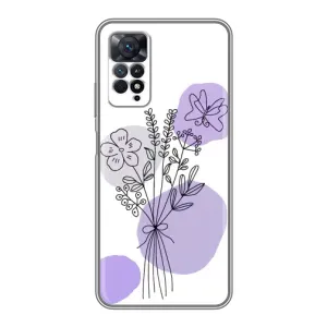 Силконовий чохол з принтом в квітах на Xiaomi Redmi Note 11 Pro (Букет фіолетова абстракція)