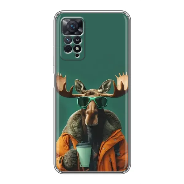 Чехол с принтом «Лось с кофе» для Xiaomi Redmi Note 11 Pro