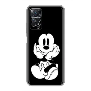 Эксклюзивный чехол для Xiaomi Redmi Note 11 Pro (AlphaPrint - Мультяшные) (Микки на черном)