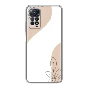 Силконовий чохол з принтом в квітах на Xiaomi Redmi Note 11 Pro (Нюдова гілочка абстракція)