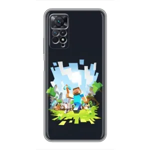 Чехол Майнкрафт на Xiaomi Redmi Note 11 Pro (AlphaPrint) Minecraft (персонажи Minecraft)