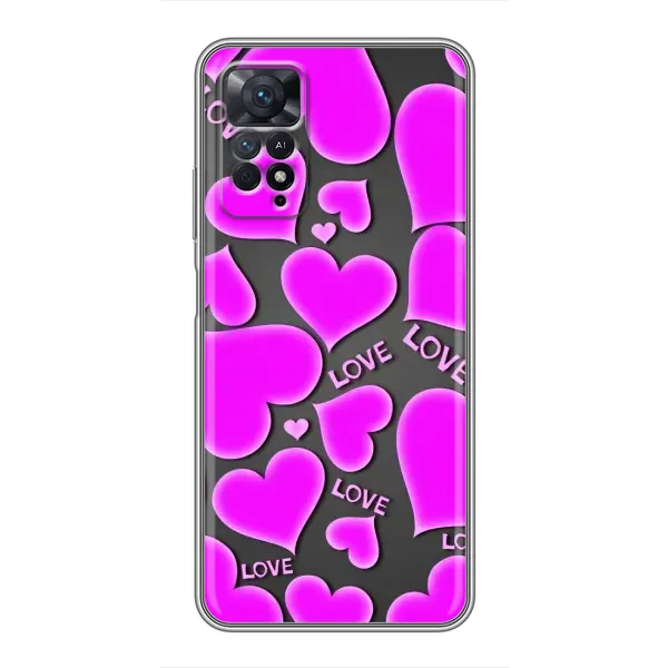 Чехол с принтом «Pink hearts» для Xiaomi Redmi Note 11 Pro Чехол с принтом «Pink hearts» для Xiaomi Redmi Note 11 Pro