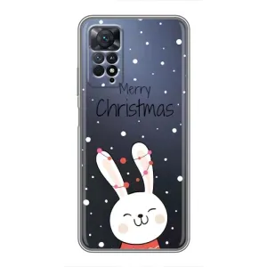 Зимні Чохли для Xiaomi Redmi Note 11 Pro - прозорий фон (Різдвяний заєць)