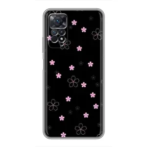 Чохол з розовим принтом для Xiaomi Redmi Note 11 Pro (Рожеві квіти на чорному)