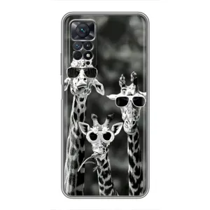 Силіконовий чохол з КАРТИНКАМИ літо для Xiaomi Redmi Note 11 Pro (AlphaPrint) (Жирафи в окулярах)
