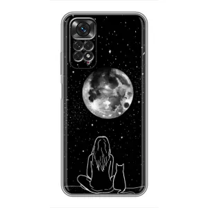 Чехол с рисунком кот на Xiaomi Redmi Note 11 / 11s (Девушка с котом)