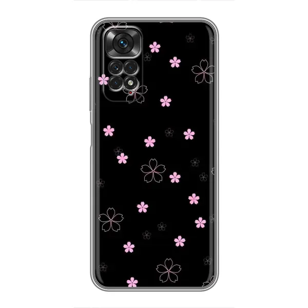 Чехол с принтом «Розовые цветы на черном» для Xiaomi Redmi Note 11 / 11s