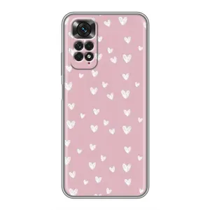 Чехол с розовым рисунком для Xiaomi Redmi Note 11 / 11s (Сердечки на розовом)