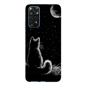 Чехол с принтом для Xiaomi Redmi Note 11E Pro (AlphaPrint) Модные коты (Котик и луна)