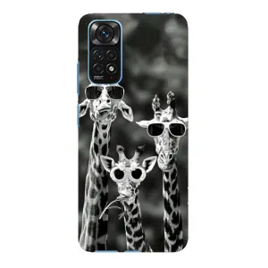 Силиконовый чехол с КАРТИНКАМИ лето для Xiaomi Redmi Note 11E Pro (AlphaPrint) (Жирафы в очках)