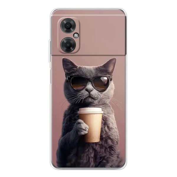 Чехол с принтом «Кот с кофе» для Xiaomi Redmi Note 11R