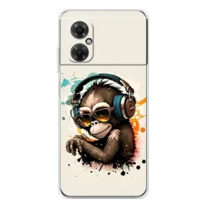 Чехол с Обезьянами Xiaomi Redmi Note 11R - (AlphaPrint) (Макака в наушниках)