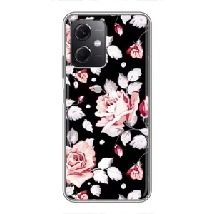Чохли з квітами для Xiaomi Redmi Note 12 (5G) (VPrint) (Квіти на чорному)