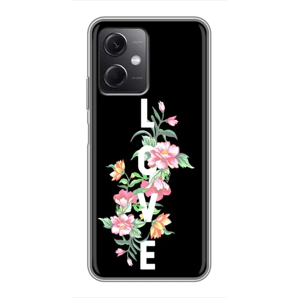 Чехол с принтом «Цветы LOVE» для Xiaomi Redmi Note 12 (5G)