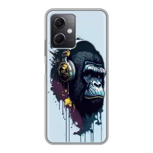 Чехол с Обезьянами Xiaomi Redmi Note 12 (5G) - (AlphaPrint) (Горилла в наушниках)