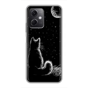 Чехол с принтом для Xiaomi Redmi Note 12 (5G) (AlphaPrint) Модные коты (Котик и луна)