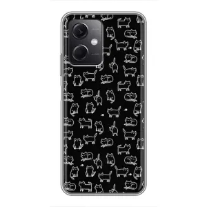 Чехол с принтом для Xiaomi Redmi Note 12 (5G) (AlphaPrint) Модные коты (Меленькие котики)