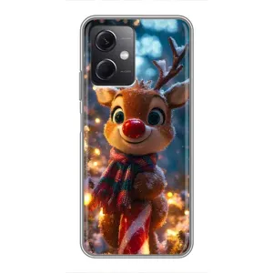 Яркий чехол для Xiaomi Redmi Note 12 (5G) с Зимними Оленятами (Олень с шарфом)