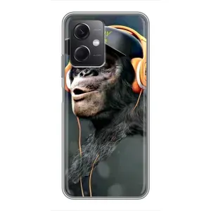 Чехол с Обезьянами Xiaomi Redmi Note 12 (5G) - (AlphaPrint) (В наушниках)