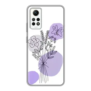 Силиконовый чехол с принтом в цветах на Xiaomi Redmi Note 12 Pro (4g) (Букет фиолетовая абстракция)