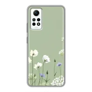 Чехол с цветочным принтом на Редми Нот 12 Про (4G) (Цветы на зеленом)