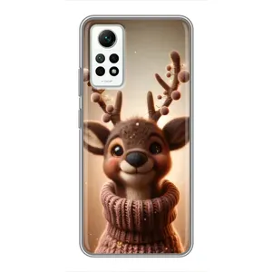 Яркий чехол для Xiaomi Redmi Note 12 Pro (4g) с Зимними Оленятами (Олень в свитере)