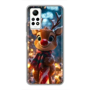 Яркий чехол для Xiaomi Redmi Note 12 Pro (4g) с Зимними Оленятами (Олень с шарфом)