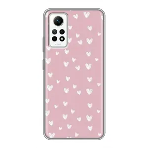 Чехол с розовым рисунком для Xiaomi Redmi Note 12 Pro (4g) (Сердечки на розовом)