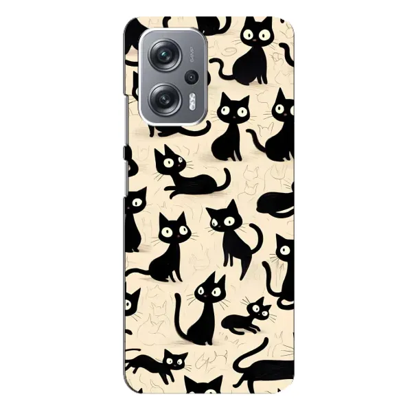 Чохол з принтом «Чорні коти» для Xiaomi Redmi Note 12 Pro Plus