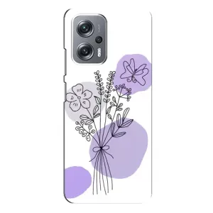 Силконовий чохол з принтом в квітах на Xiaomi Redmi Note 12 Pro Plus (Букет фіолетова абстракція)