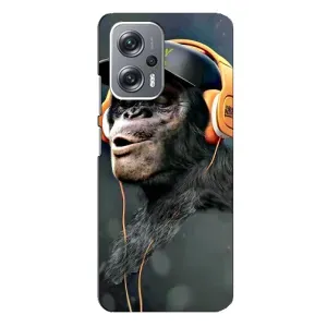 Чехол с Обезьянами Xiaomi Redmi Note 12 Pro Plus - (AlphaPrint) (В наушниках)