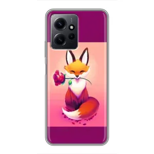 Чехлы с картинкой Лисички для Xiaomi Redmi Note 12 (VPrint) (Лисичка с розочкой)