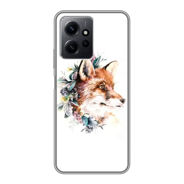Чохол з принтом «Лиса в квітах» для Xiaomi Redmi Note 12