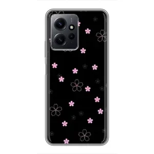 Чохол з розовим принтом для Xiaomi Redmi Note 12 (Рожеві квіти на чорному)