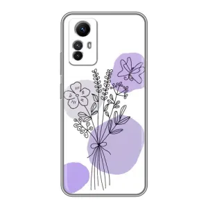 Силконовий чохол з принтом в квітах на Xiaomi Redmi Note 12s (Букет фіолетова абстракція)