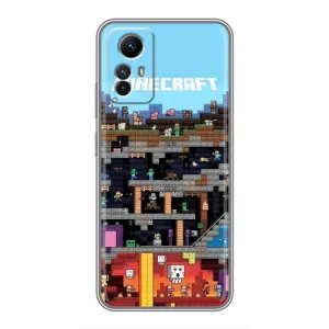 Чехол Майнкрафт на Xiaomi Redmi Note 12s (AlphaPrint) Minecraft (фон Minecraft)